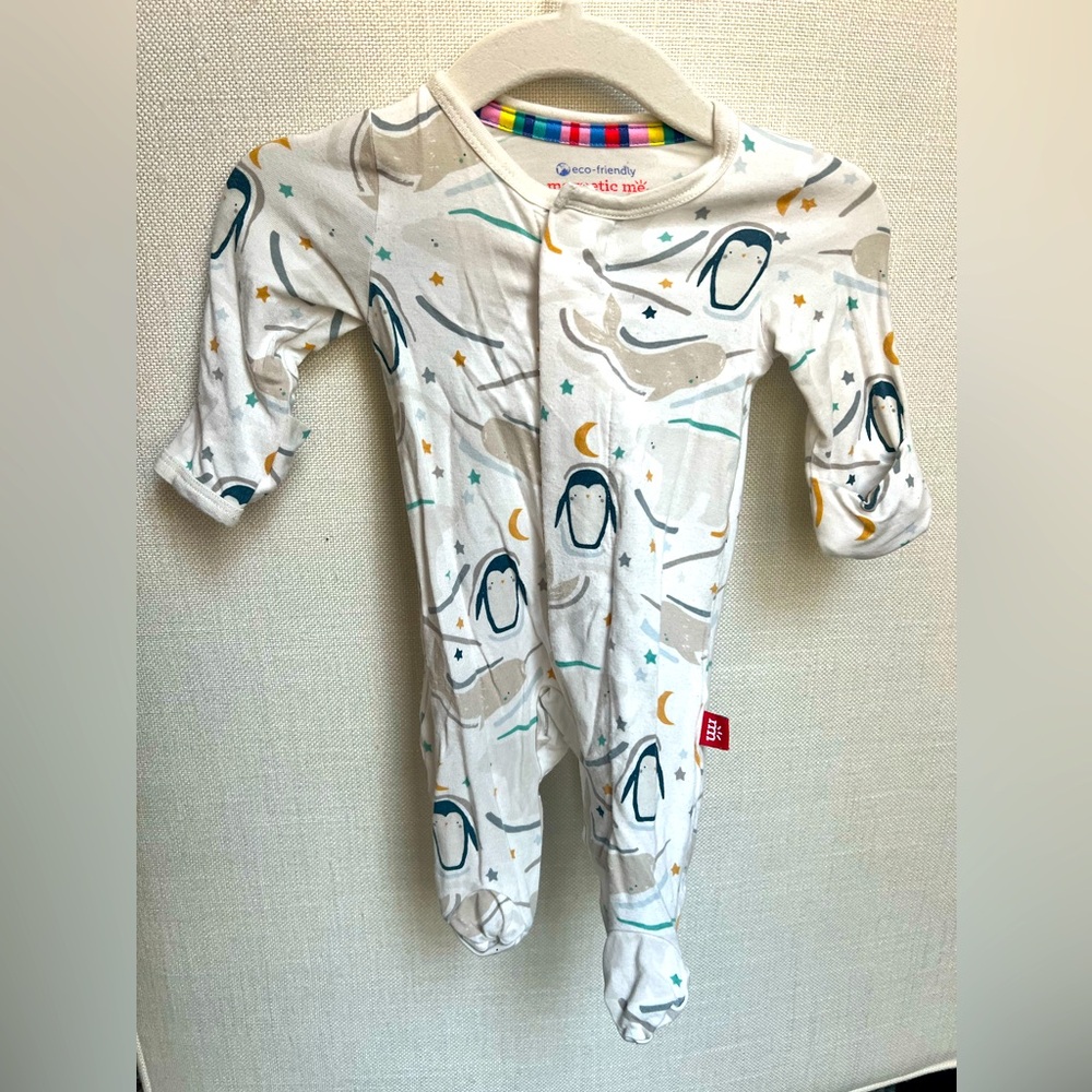 EUC - Magnetic Me Wish You Whale White Modal Footie. Size Preemie